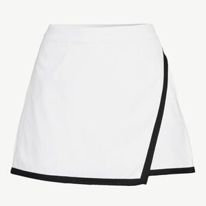 Scoop Women's Wrap Front Black and White Linen Skort